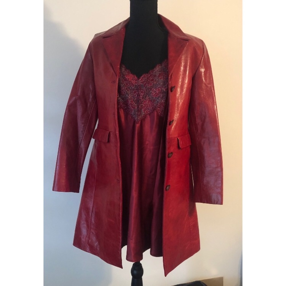 VTG Red Leather Coat
